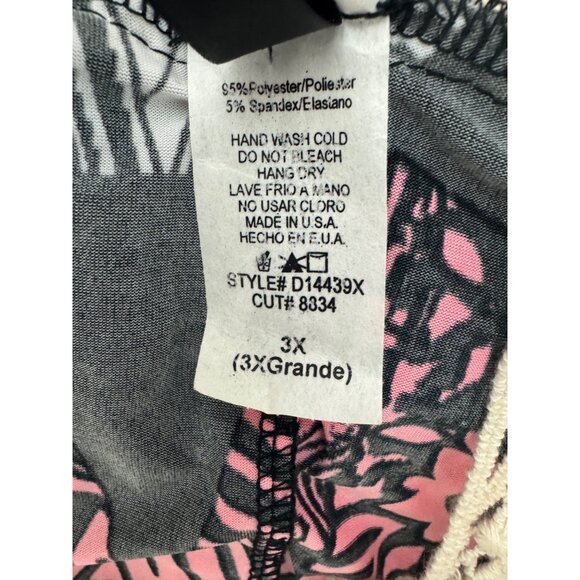 Abstract Print Pink Black Crocheted Neckline Maxi Dress‎ Size 3X 22 24 Plus Size - Picture 6 of 7